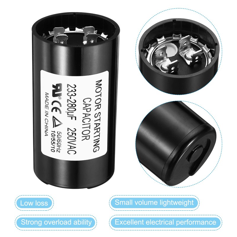 PATIKIL CD60 Motor Start Capacitor, 233-280uF/Mfd 250V 50/60Hz, Black Rectangular