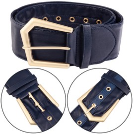 KYEYGWO Women's Wide Belt with Golden Pin Buckle, Classic PU Leather Belt, Women Dress, Waist Belt, Adjustable Casual Belt for Coat, Shirt, Wind Jacket, blue