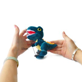 Llavero con diseño de dinosaurio de peluche con diseño de tiranosaurio, color azul