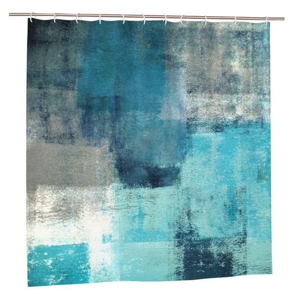 Newhomestyle Turquoise Blue Grey Shower Curtain, Waterproof Bath Curtains with