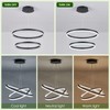Benkut 2-Rings Modern LED Chandelier Black for Dining Room, Circular