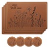 Faux Leather Placemats Set of 4 for Kitchen Table, Wildflower