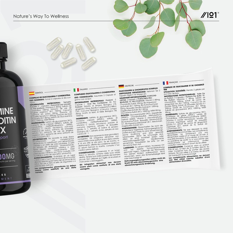 Glucosamine & Chondroitin Complex - with MSM, Boswellia, Rosehip, Ginger