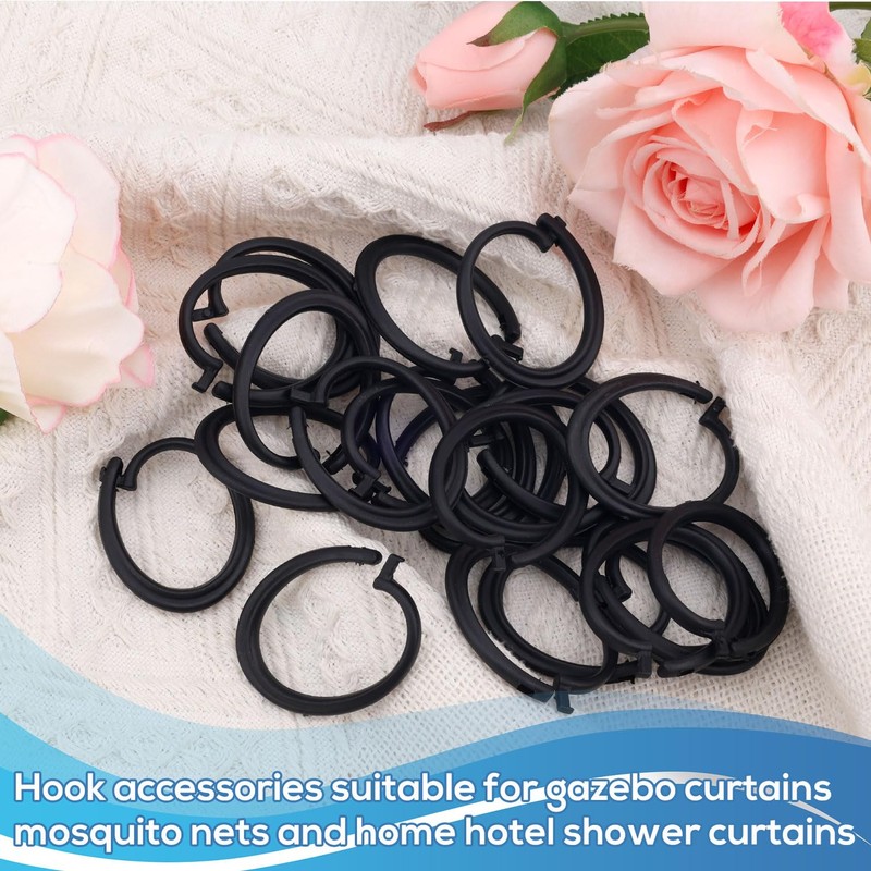 50pcs Plastic Hooks for Gazebo Curtains, Smooth Sliding Plastic Curtain