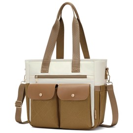 RalChyez Lunch Bag for Women, Large Lunch Tote Leakproof Adult Lunch Box Insulated Lunch Cooler Purse with Storage Pocket for Work Office Picnic Beach Trip Brown