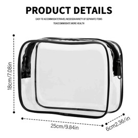 Transparent Cosmetic Bag, Pack of 6 Toiletry Bags, Transparent Cosmetic Bag, Transparent Bag, Cosmetic Bag, Transparent Cosmetic Bag, black
