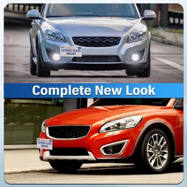 Heavy Duty Front License Plate Frame Compatible with Volvo XC60 2018-2023, No Drill Tow Hook Mount, Anti-Theft Front License Plate Holders Bracket, Rust-Proof, Weather & Rattle Proof Car Accessories