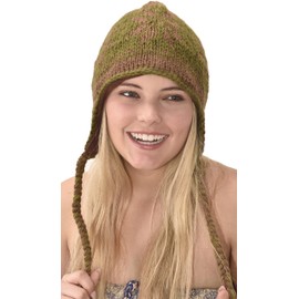 Hand Made 100% Merino Wool Ear Flap Snowboard Ski Chullo Peruvian Style Nepal Himalayan Sherpa Earflap Fleece Lined Winter Beanie Hat