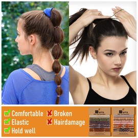 24 Pcs Boho Hair Ties for Women, 4 Styles Cute Hair Tie Bracelet for Thin and Thick Hair/Pony Tails, 6 Colors Hair Accessories for Women No Damage Hair Elastics (I-Boho)