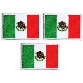 Umama Patch Set of 3 Mini flag '' 1.2X1.7 '' Mexico Flag Embroidered Patch Military Tactical Mexico Flag Emblem Uniform Sew Iron On Patches Clothes Dress Plant Hat Jeans Sewing Applique DIY Accessory