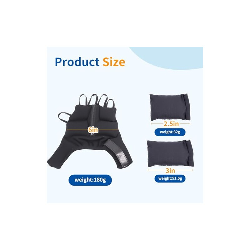 Weighted Gloves, Adjustable Weighted Gloves for Hand Tremors, Adjustable Hand