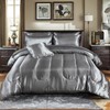 Bedding_Dreamer Silk Like Grey Comforter Set with Sheet Sets Queen