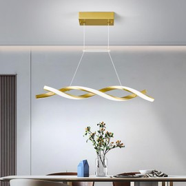 BNHHLZ Modern Kitchen Pendant Light Over Island Gold LED Pendant Lights 6000K Adjustable Hanging Light Fixture Wave Shape Chandelier for Dining Room Kitchen Island Restaurant Living Room