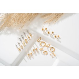 Earring Sets for Multiple Piercing: Small Gold Hoop Stud Earrings for Women Multipack Huggie Hoop Earrings Cubic Zirconia Earrings Studs for Cartilage Helix Tragus Lobe