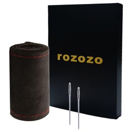 Fit 14.5-15inch Diameter Microfiber Leather Sporty Steering Wheel Cover Universal Fits for 97% Truck,SUV,Cars, Anti-Slip Safety Comfortable Desgin-Suede-Black Red Line