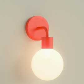 Poplight Wireless Wall Sconce (Shark Tank) Rechargeable & Dimmable LED Light w/App Control & Damage-Free Install, Moveable Modern Ambient Lighting for Elegant Home & Bedroom Decor | Vermillion Red