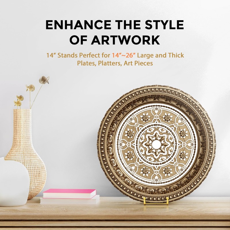 TR-LIFE 14 Inch Gold Metal Plate Stand (2 Pack) -