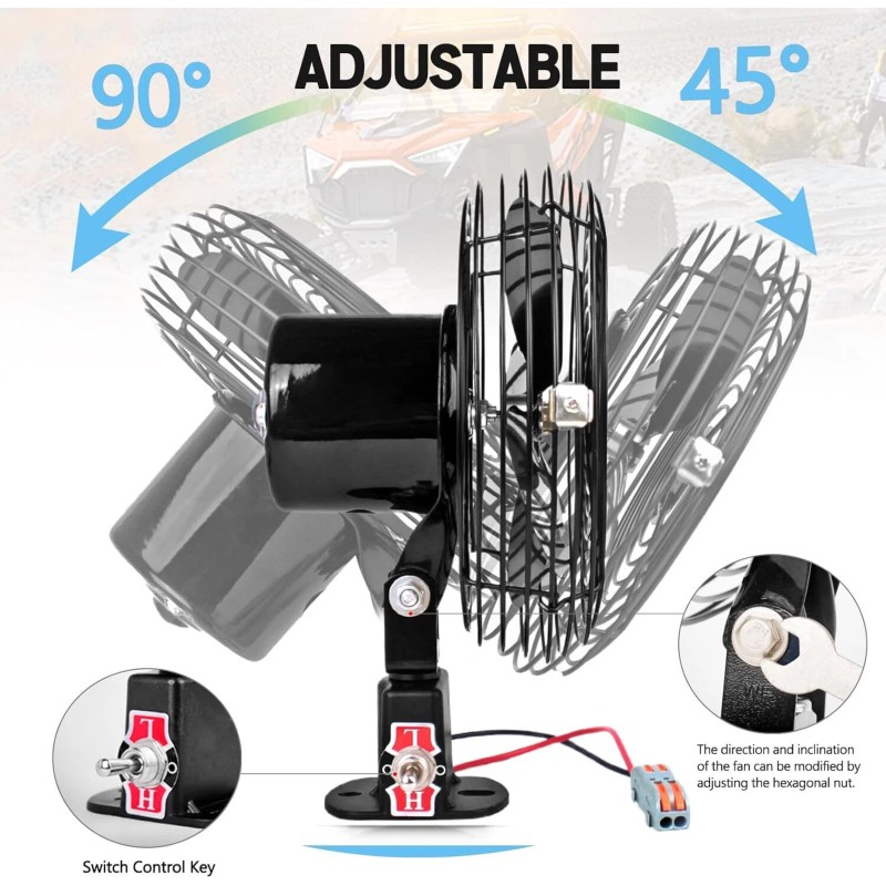 UNIGT Universal UTV Cooling Fan Compatible with Polaris RZR Can