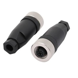 Elecbee 2PCS M12 4-Pin Connector Plug, 12 mm Sensor Cable Connector A-Code Thread Lock M12 Aviation Industrial Round Connector IP67 Waterproof Unshielded Field Installable Cable Connector (Female)