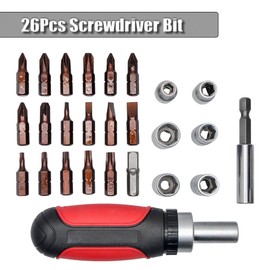 TopHomer 26 Packs Multi-Bit Ratcheting Screwdriver Set Tool Portable with Slotted Plum Hex, AD Rod for Bike Repairing Easy to Grip