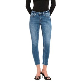 VERVET by Flying Monkey Women's Mid Rise Raw Hem Crop Skinny Jeans (US, Numeric, 27, Regular, Regular, MD)