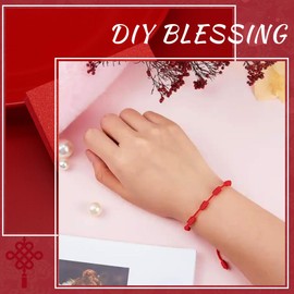 VJUYSW 2 Red Rope Cord Handmade Happiness for Family Knot Bracelet Adjustable Kabbalah Protection Good Wish Bracelet for Women Best Friend Teens Man, Stainless Steel