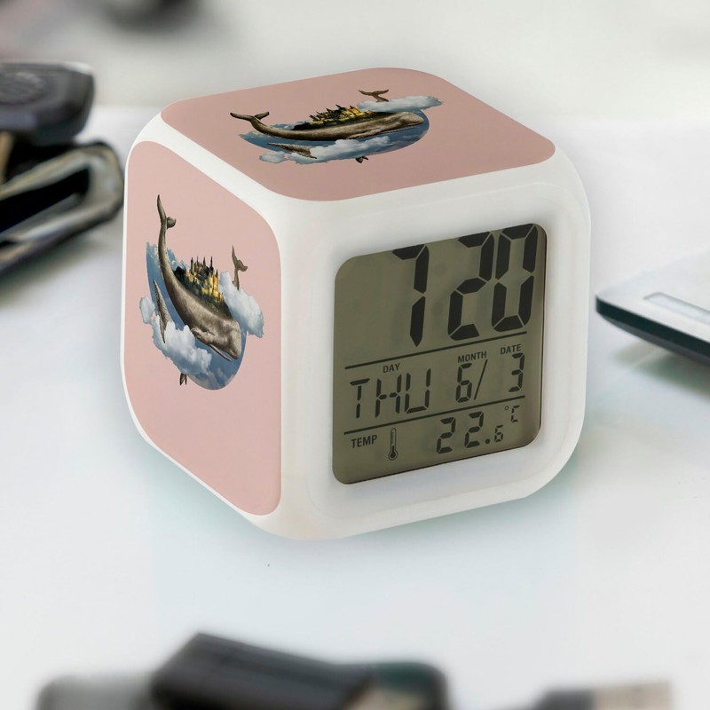 Fabulous Alarm Clock Cube with Lighting, Pink - Castle Whale