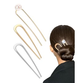MYGLOAR 3 Pack French Metal Hair Clips for Thick Hair, U Shaped Hair Clips, Hair Clips for Hair Styling, Hair Accessories for Women and Girls of All Hair Types (Gold and Silver)