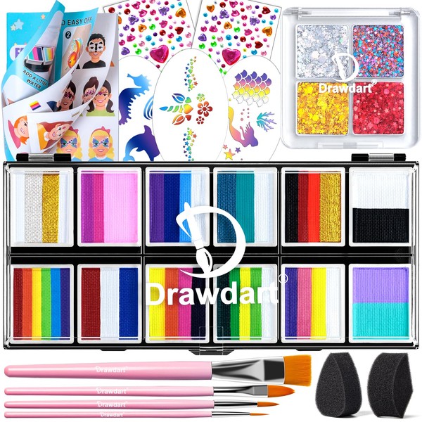 Drawdart Drawdart Professional Face Painting Kit for Kids Adults, Rainbow