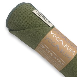 Yogabum Grip Dot Yoga Mat Towels | Non-Slip | Eco Yoga Towel (Olive Green)
