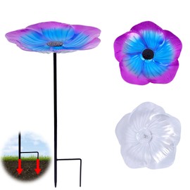 Bird Bath, Metal Flower Bird Bath for Garden, Freestanding Birdbaths Bowl Outdoor, Bird Tables for The Garden with Metal Stake, Free Standing Bird Feeder for Garden Patio Yard Lawn