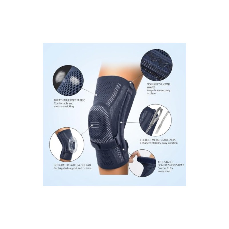 Flat-Knit Knee Brace for Knee Pain Women & Men,Patellar &