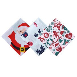 HOULIFE Christmas Handkerchiefs for Men Women 60S Combed Cotton Handkerchieves Floral Printed Hankies Christmas Gift
