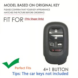 SANRILY Gray Metal Leather 5 Button Key Fob Cover Fit for Honda Civic 2024 2023 Accord CR-V HR-V V Pilot SI EX EX-L Touring Keyless Key Holder with Keychain C