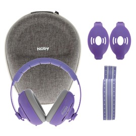 Nuby Soft Sounds 2-in-1 Noise Cancelling Earmuffs for Loud Noise Protection, Adjustable Design, Swappable Strap & Headband, Includes Travel Case, Purple