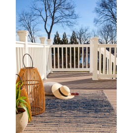 Fab Habitat Reversible Rugs - Indoor or Outdoor Use - Stain Resistant, Easy to Clean Weather Resistant Floor Mats - Brooklyn - Blue (3' x 5')