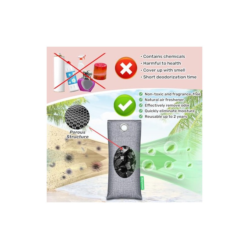 Bamboo Charcoal Odor Absorber Bags - Natural Shoe Deodorizer