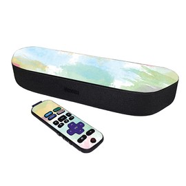 MightySkins Glossy Glitter Skin Compatible with Roku Streambar Media Player (2020) - Watercolor White | Protective, Durable High-Gloss Glitter Finish | Easy to Apply | Made in The USA