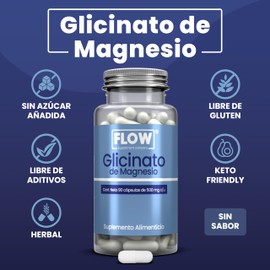 Glicinato de Magnesio - 90 Cápsulas para 3 Meses - Flow Supplements