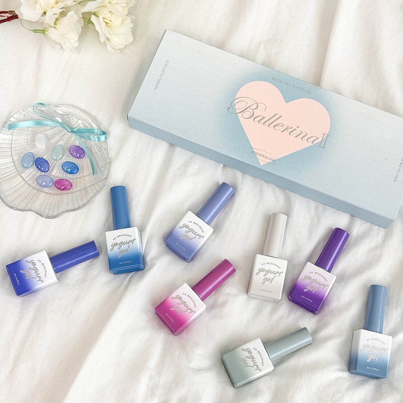 classic nail Yogurt Gel Ballerina 2 Reflective Glitter Gel 8-piece