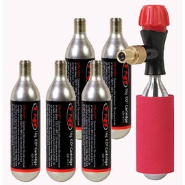 TNI CO2 Inflator Cylinder Set, Air Valve, Schrader and Presta Type, CO2 Cylinder 0.6 oz (16 g) x 6 Bottles