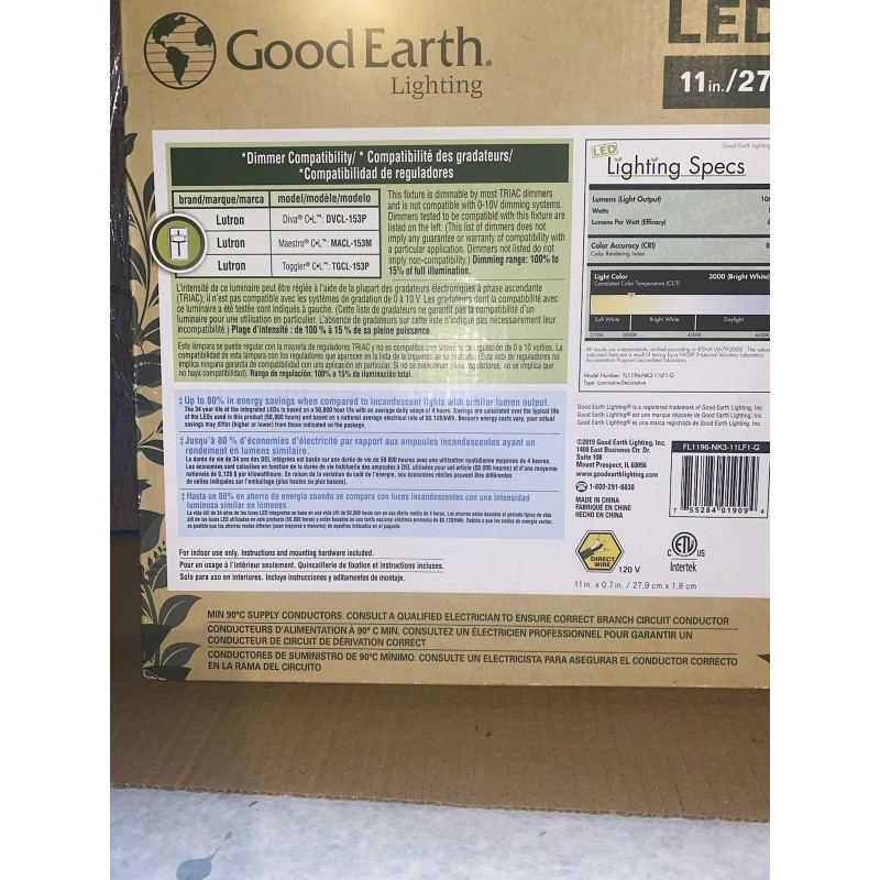 Good Earth Lighting Plano Flat Panel 1-Light 11” Integrated LED