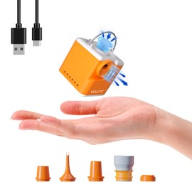 VOLLYC Portable Air Pump for Inflatables, 4.5kPa Ultra Powerful Mini Air Mattress Pump with Camping Light & Nozzles, 2400mAh Electric Rechargeable Air Pump for Camping, Pool Float, Vacuum Storage Bags
