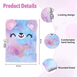 Qiuruoo Bear Diary for Girls with lock and keys, Kids Travel Journal Set with Multi-colored Pens for Writing and Drawing, Birthday Gifts for 6 Year Old Girl（Purple）