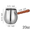 Turkish Coffee Pot 20oz/600ml with Wooden Handle, Cezve Ibrik Briki