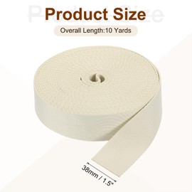 sourcing map 10 Yards Nylon Webbing Strap, 1 3/8-inch(38mm) Flat Webbing Straps Nylon Heavy Duty Webbing Strap for Luggage Strap Backpack Repairing DIY Crafting, Light Beige