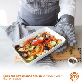 MasterChef Oven Mitts Heat Resistant, Set of 2 Baking Gloves, Machine Washable Cotton Kitchen Mittens for Stove Cooking & BBQ Grilling, Hot Proof Pot Holders, One Size Fits All, Earth Grey