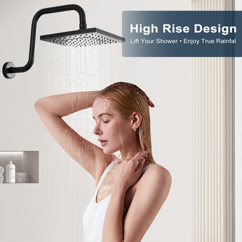 BRIGHT SHOWERS 13 Inch Shower Head Extension Arm with Flange