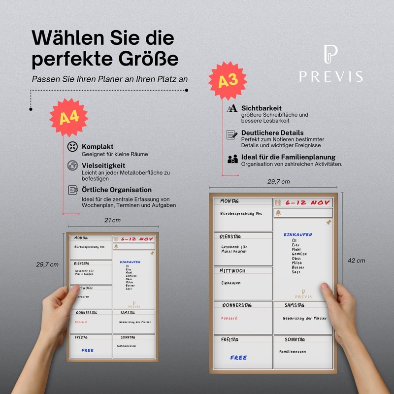 Previs Weekly Planner Wipe Clean with 3 Erasable Pens -