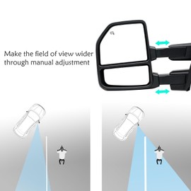 Luctend New Towing Mirrors 2004-2014 Ford F150 Pair of Power Glass,Power Heated, Turn Signal, Puddle Lamp,Black Housing,New Body Style